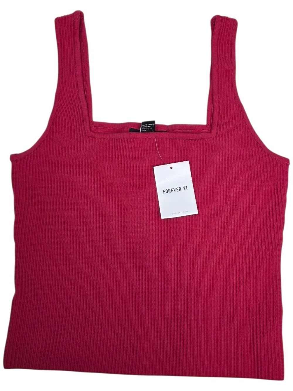 Forever 21 Ribbed Square Neck Tank Top - Raspberry Pink